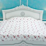 Cuvertura de pat, 200x220 cm, Soft Touch, Imprimeu floral, Alb, MELT112