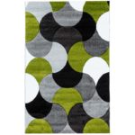 Covor Garden, 60% Polipropilena / 40% Polyester, Design Modern, Verde/Negru/Gri, Densitate 2600 gr/m2