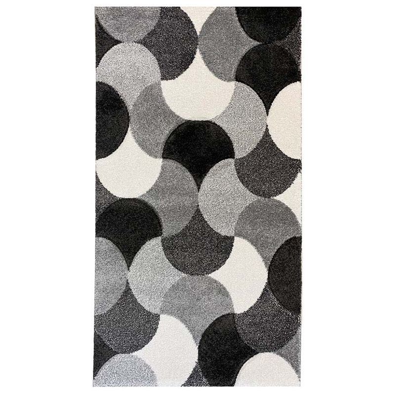 Covor Garden, 60% Polipropilena / 40% Polyester, Design Modern, Negru/Gri, Densitate 2600 gr/m2