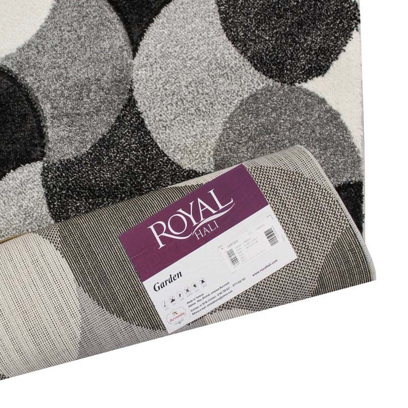 Covor Garden, 60% Polipropilena / 40% Polyester, Design Modern, Negru/Gri, Densitate 2600 gr/m2