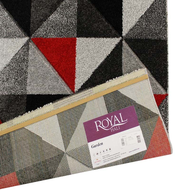 Covor Garden, 60% Polipropilena / 40% Polyester, Design Modern, Rosu/Negru/Gri, Densitate 2600 gr/m2