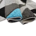 Covor Garden, 60% Polipropilena / 40% Polyester, Design Modern, Turcoaz/Negru/Gri, Densitate 2600 gr/m2