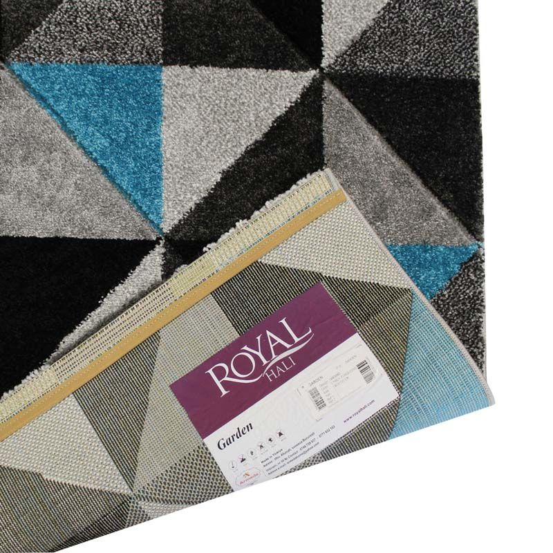 Covor Garden, 60% Polipropilena / 40% Polyester, Design Modern, Turcoaz/Negru/Gri, Densitate 2600 gr/m2