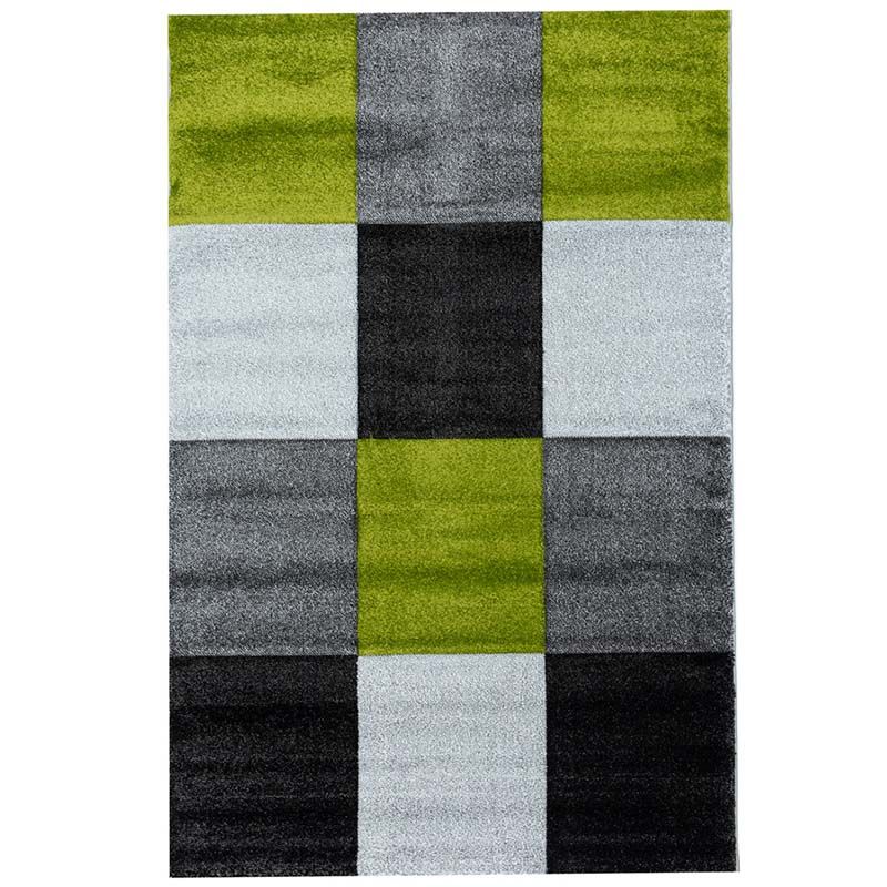 Covor Garden, 60% Polipropilena / 40% Polyester, Design Modern, Verde/Negru/Gri, Densitate 2600 gr/m2