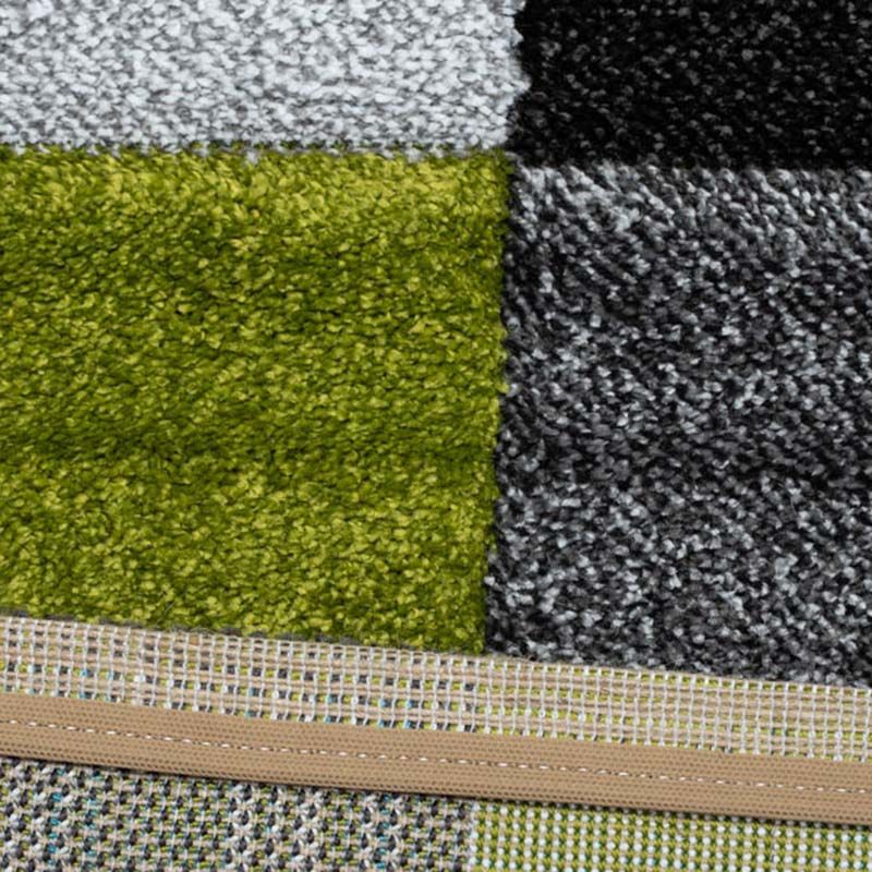 Covor Garden, 60% Polipropilena / 40% Polyester, Design Modern, Verde/Negru/Gri, Densitate 2600 gr/m2