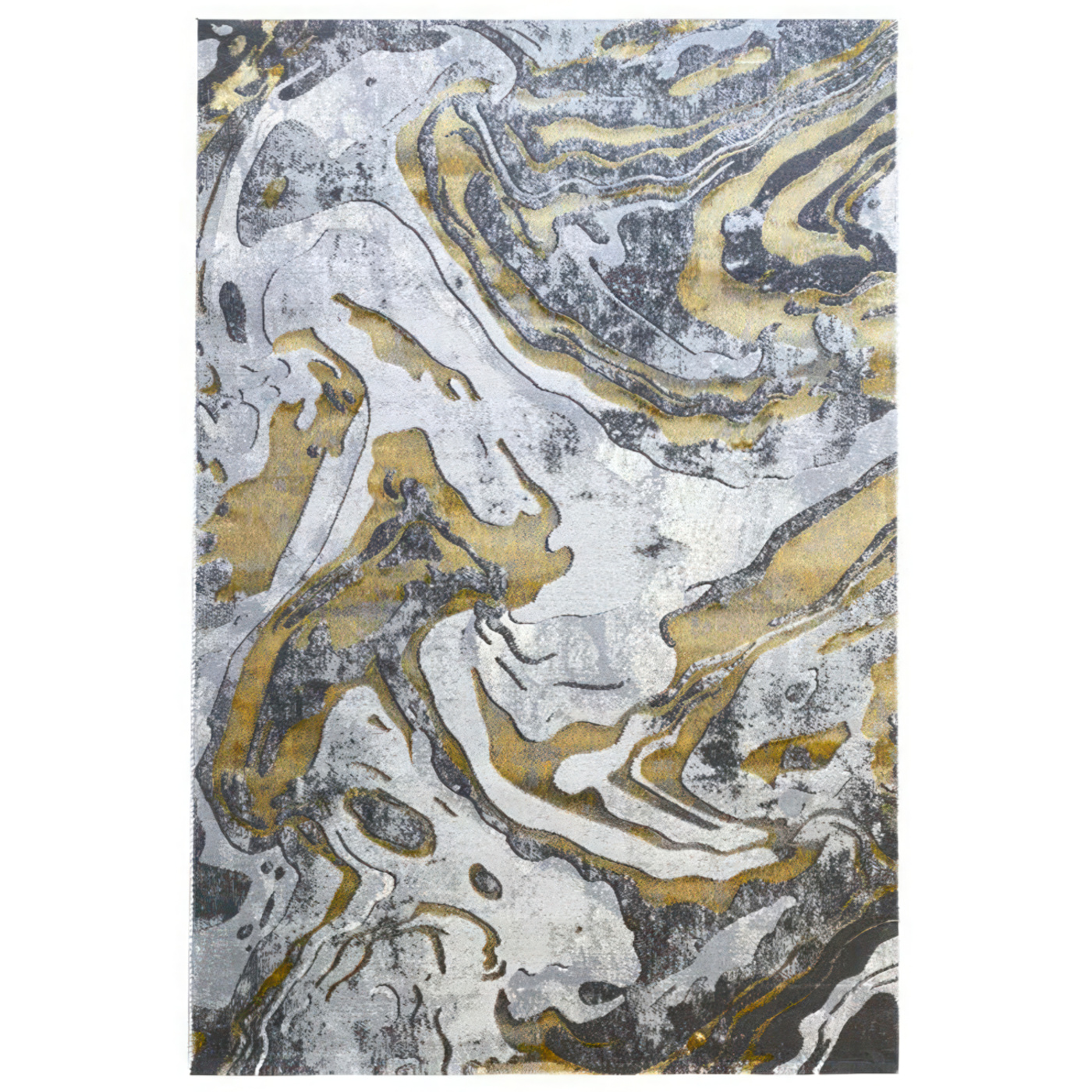 80x150 cm Covor Rock, Design Modern, Gri/Galben Mustar, Densitate 2500 gr/m2, EFG62621029