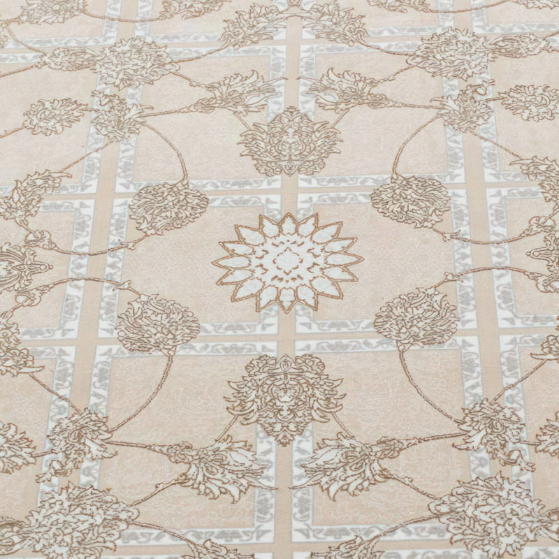 Covor Persan Isfahan, 70% Polipropilenă și 30% Polyester, Design Clasic, Bej, Densitate 3000 gr/m2