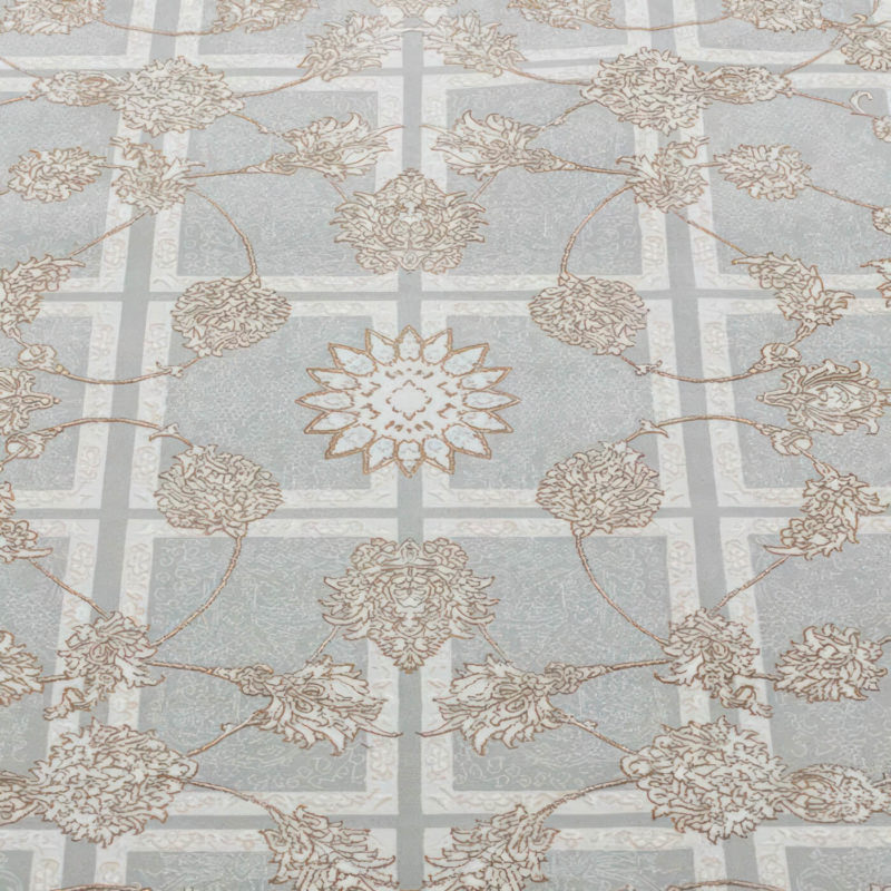 Covor Persan Isfahan, 70% Polipropilenă și 30% Polyester, Design Clasic, Gri, Densitate 3000 gr/m2