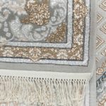 Covor Persan Isfahan, 70% Polipropilenă și 30% Polyester, Model Clasic, Gri, Densitate 3000 gr/m2