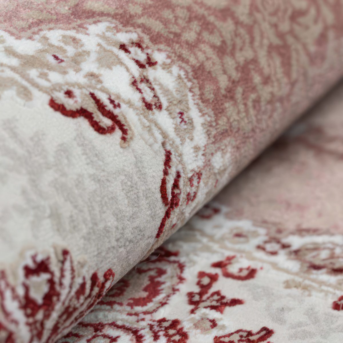 Covor living/dormitor, 70% Polyester și 30% Bumbac, Design Clasic Traditional, Roz, Densitate 2800 gr/m2