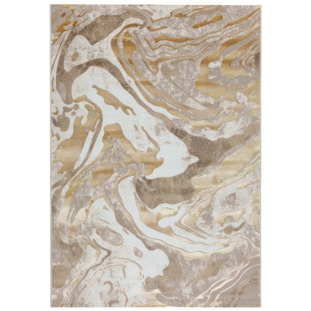 60x100 cm Covor premium, Design Modern, Bej/Crem/Gold, Densitate 2500 gr/m2, Model MysticSands